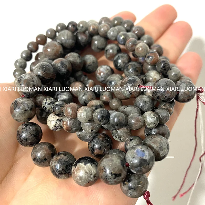 Natural Yooperlite Flame Stone Beads Loose Round Fire Sodalite Feldspar Gemstone For Jewelry Making DIY Bracelet Accessories