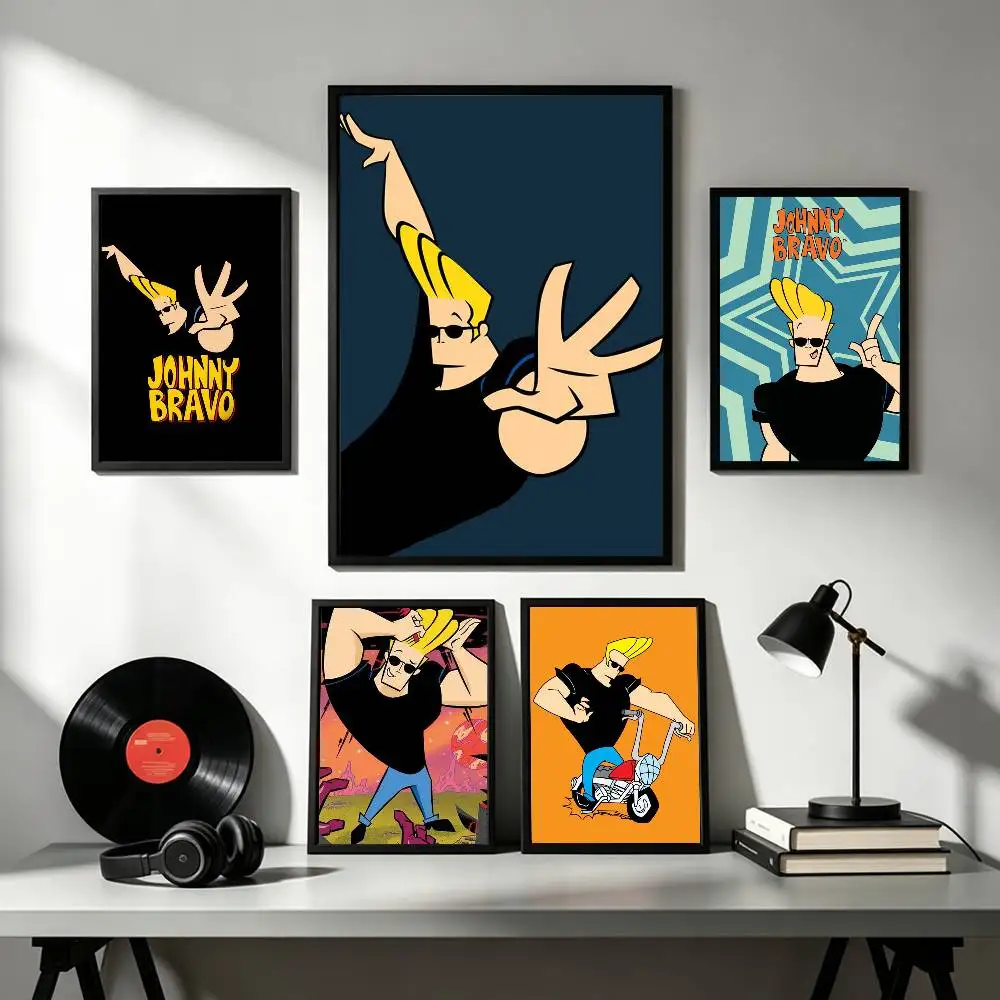 Anime J-Johnny Bravo  Poster High Quality Dorm Living Room Aesthetic Wall Decoration Painting Stickers Gift