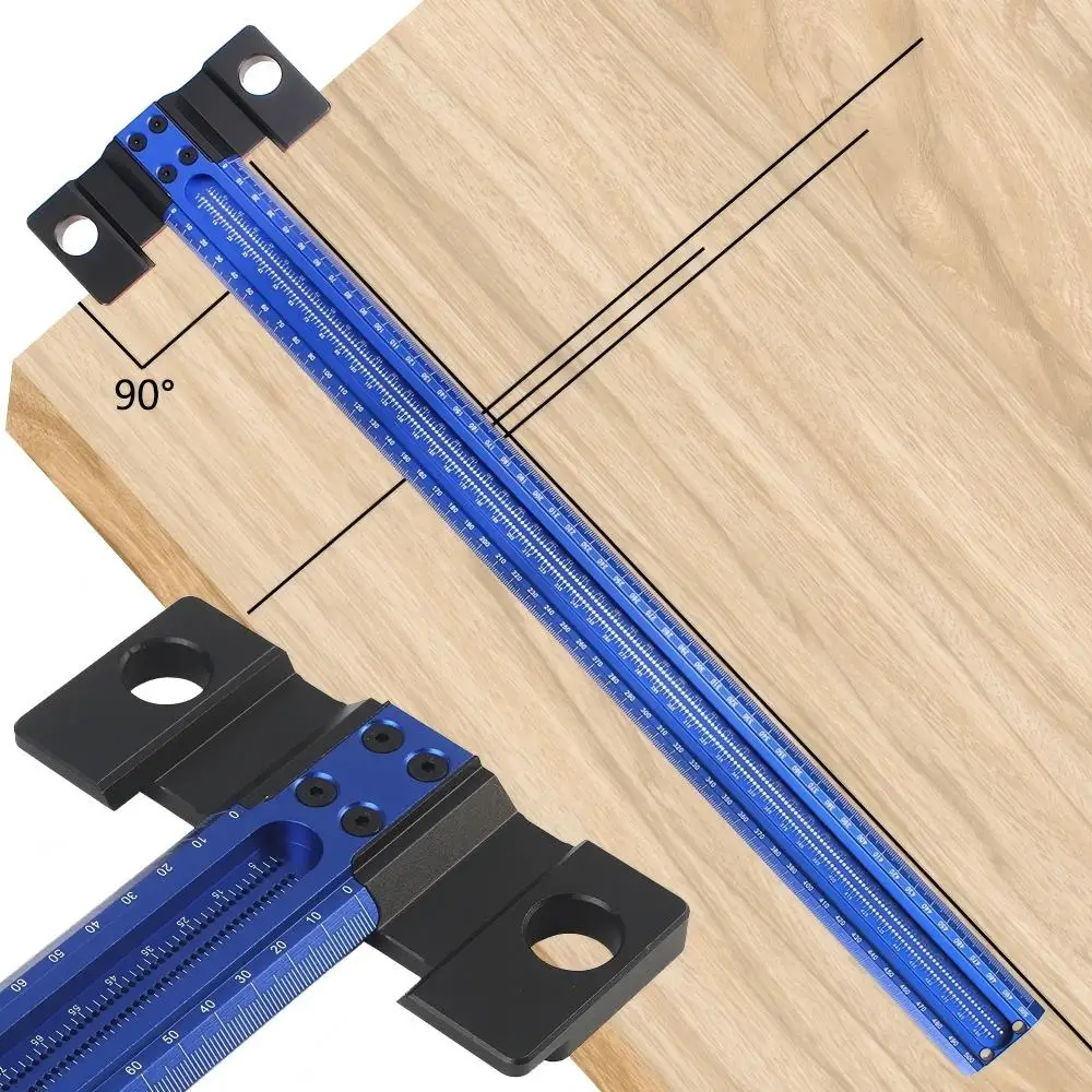 1Pc Woodworking Scriber T-Square Ruler 50cm, Architect Ruler for Carpenter Work, Layout and Measuring Tool Scribing Guide
