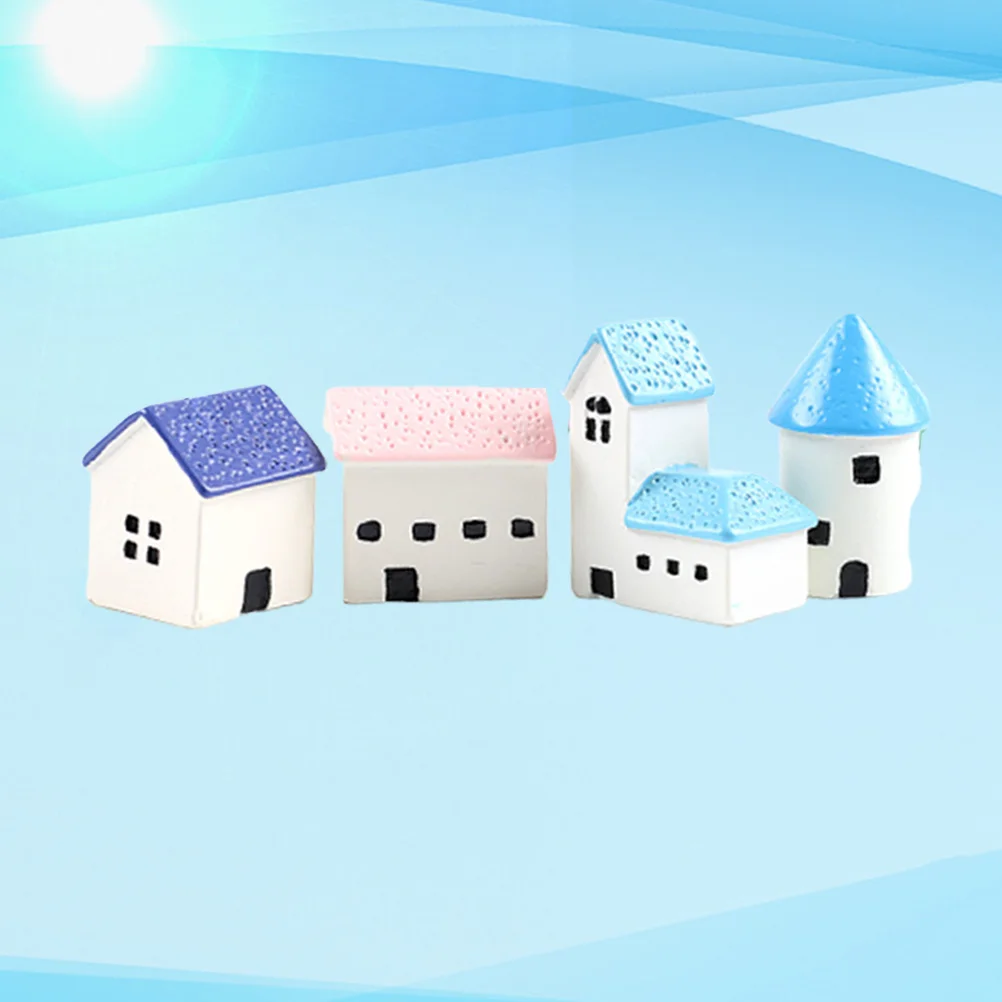 

4Pcs Moss Microlandschaft Castle Church Pink Resin Small Scenery Ornaments for Home Store Cake Desktop Bonsai