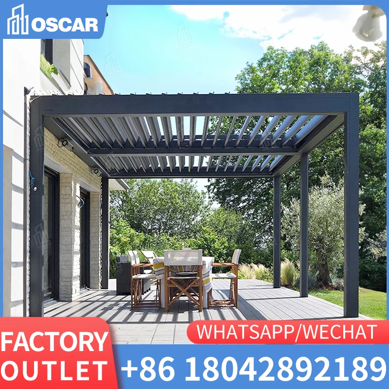 

Hot Sale Modern Aluminum Pergolas Awning Factory Direct Waterproof Louvered Patio Cover Roof Canopy Gazebo Deck Outdoor Garden