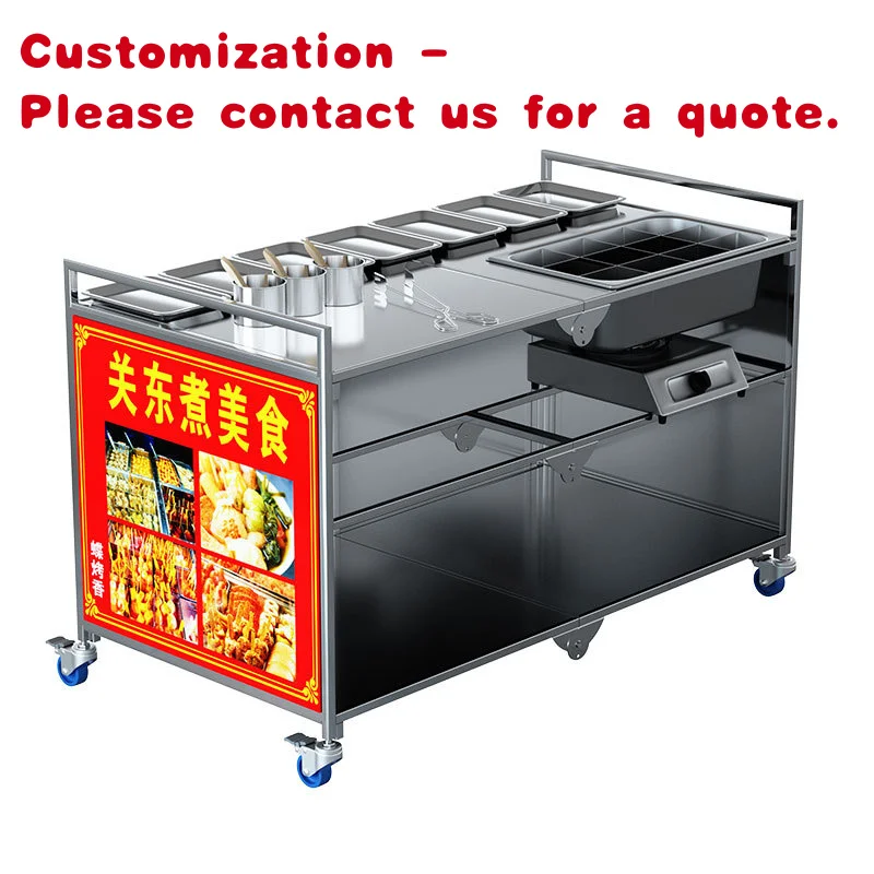 custom.Foldable Stall Mobile Snack Cart Stainless Steel Gas Special Truck Stalls Fryer Oden Teppanyaki Soup Pot BBQ Food Pro