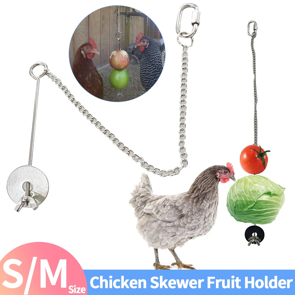 Chicken Veggies Skewer Fruit Holder Coop Accessories Chicken Cabbage Feeder Foraging Toy Feeding Tool for Hens Large Birds