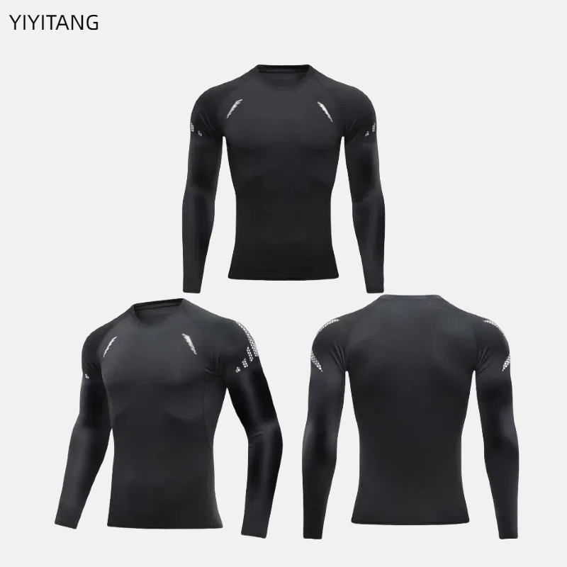 

New men's sportswear, gym fitness top, training jogging tight fitting suit, running sportswear coat, men's long sleeved T-shirt