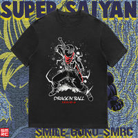 Dragon Ball T-shirt 2025 Summer Black Cotton Anime Tee Super Saiyan Goku Japanese Text Smrc Brand Official Style Streetwear