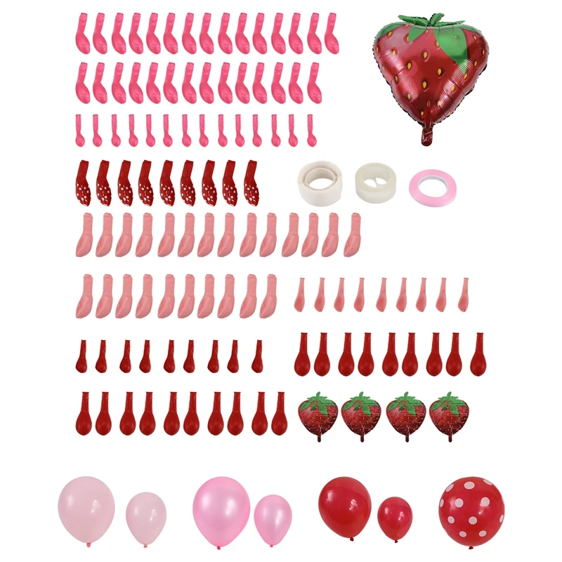 Strawberry Balloon Arch, Strawberry Birthday Gathering Decoration, Strawberry Decorations Kit(128Pcs)