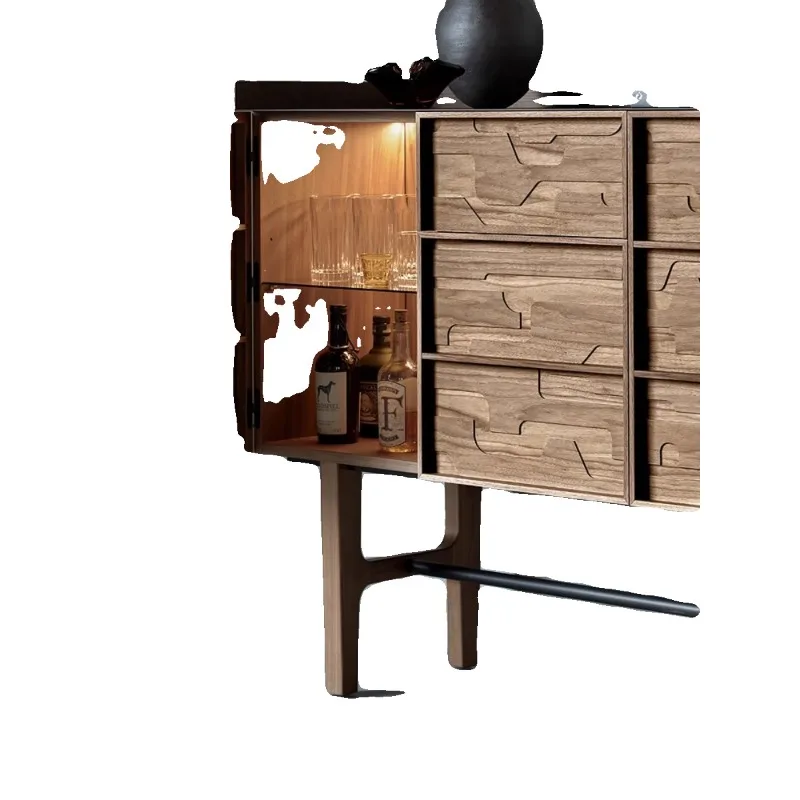 

Modern Minimalist Solid Wood North American Walnut Double Door Wine Cabinet Full Solid Wood Cabinet