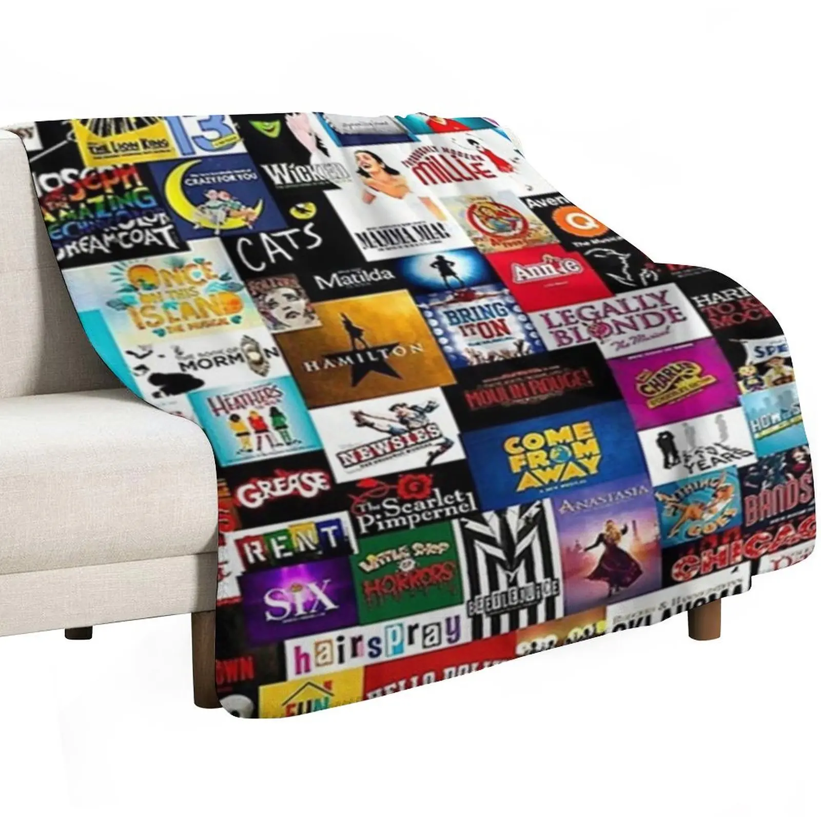 Broadway Show Logo Collage Throw Blanket Ultra Soft Flannel Fleece Blanket for All Seasons
