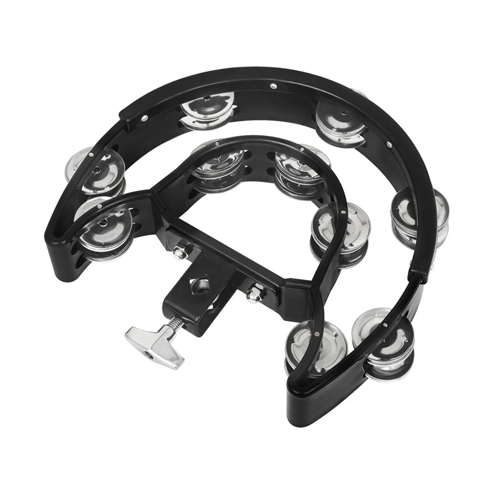 Hand Held Double Row Tambourine Metal Jingles Percussion Instrument Hand Tambourines With Mounted Stand For Church KTV Party Kid