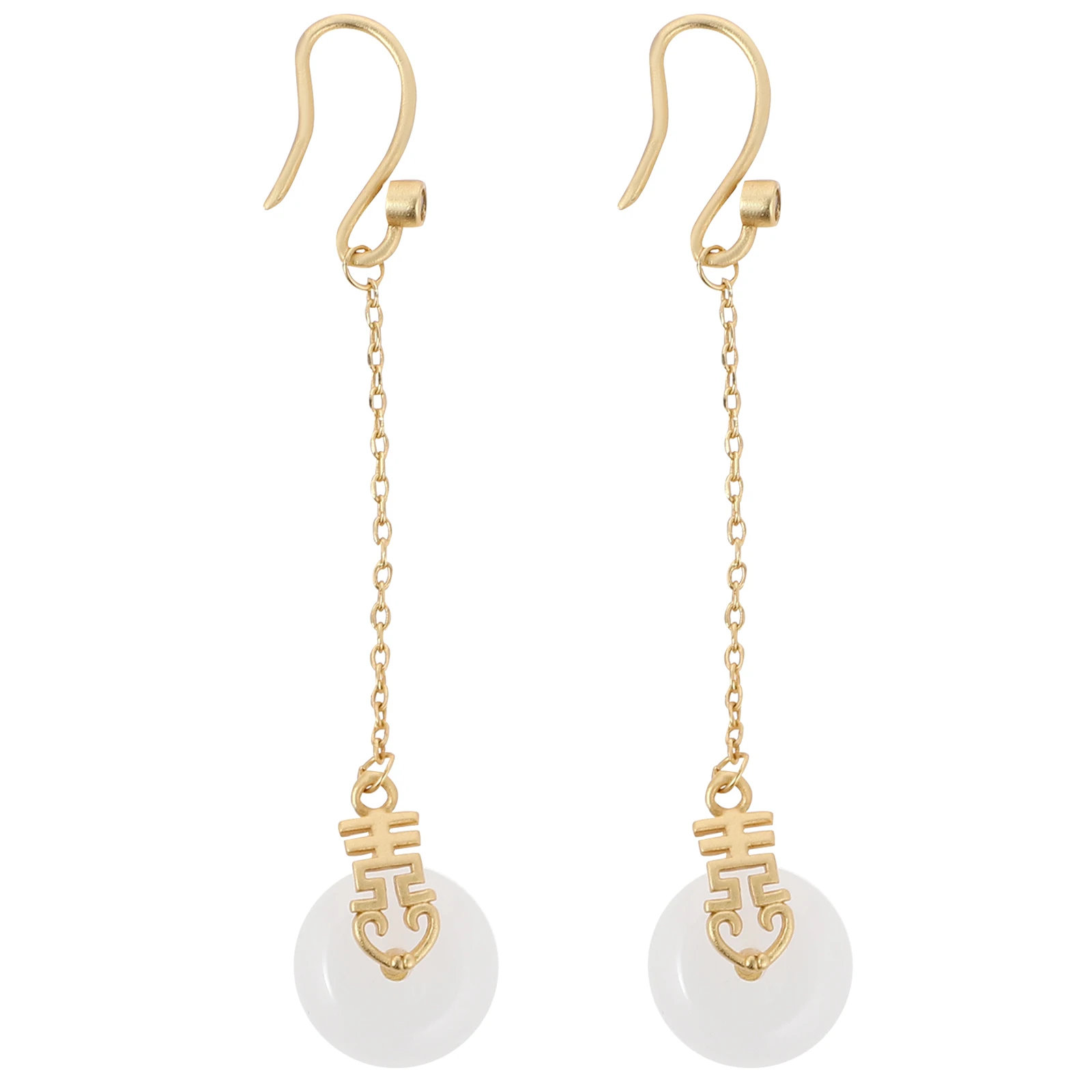 

Vintage Earrings Women Retro Style Hook Dangle Jade Jewelry Alloy Long Pendant Ear Rings Safe Comfortable Banquet