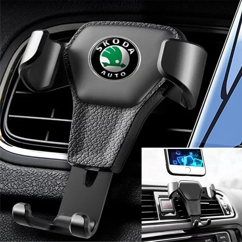 Soporte de teléfono para coche, Clip de aire para Skoda Superb Fabia Octavia Rapid Superb Yeti Kamiq Scala Karoq, calcomanía A2 A7 Roomster Citroen