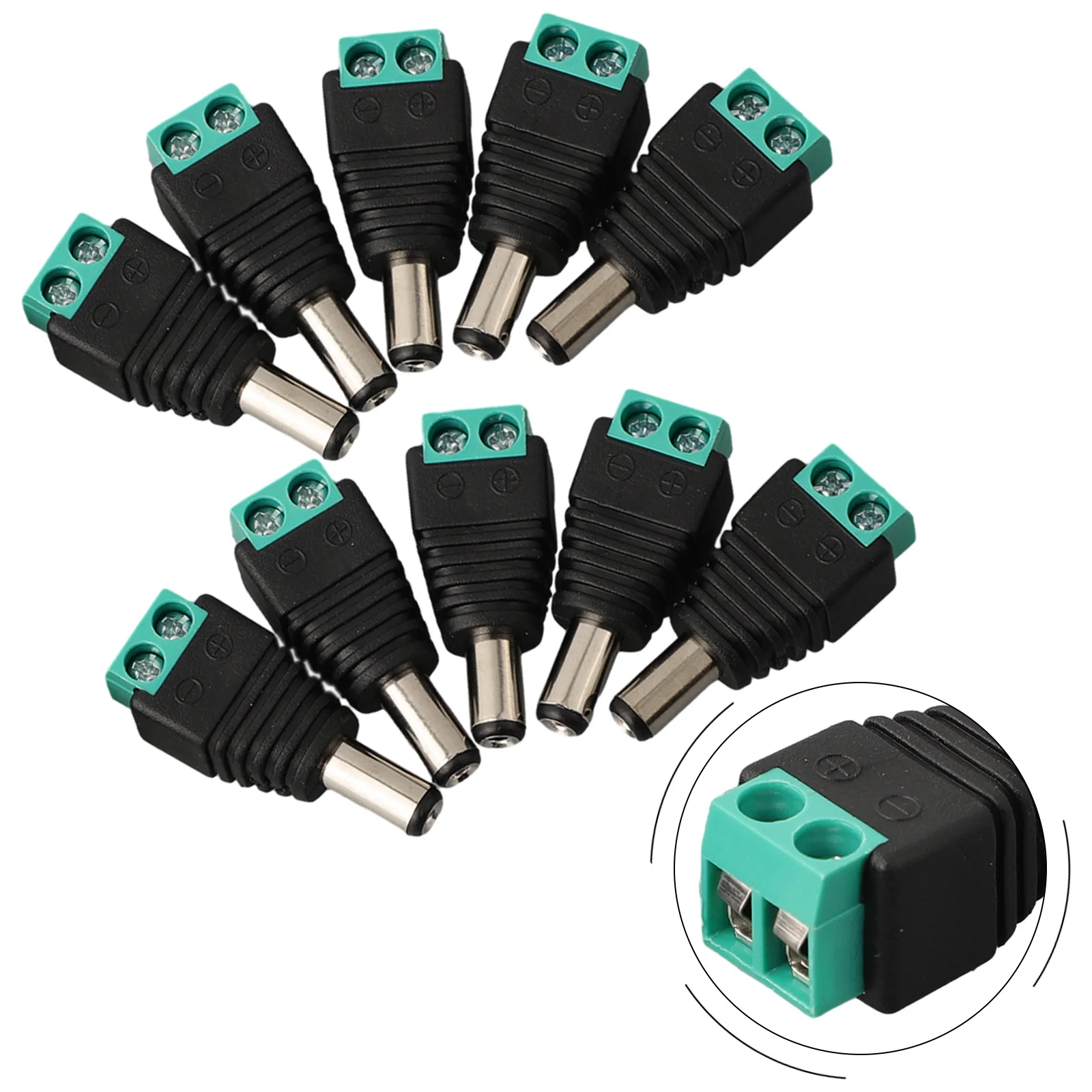 10PCS Male DC Power Plug 5.5 X 2.1MM 12V 24V Adapter Connector Plug CCTV 5.5x2.1 Replacement Parts For LED Power Supply