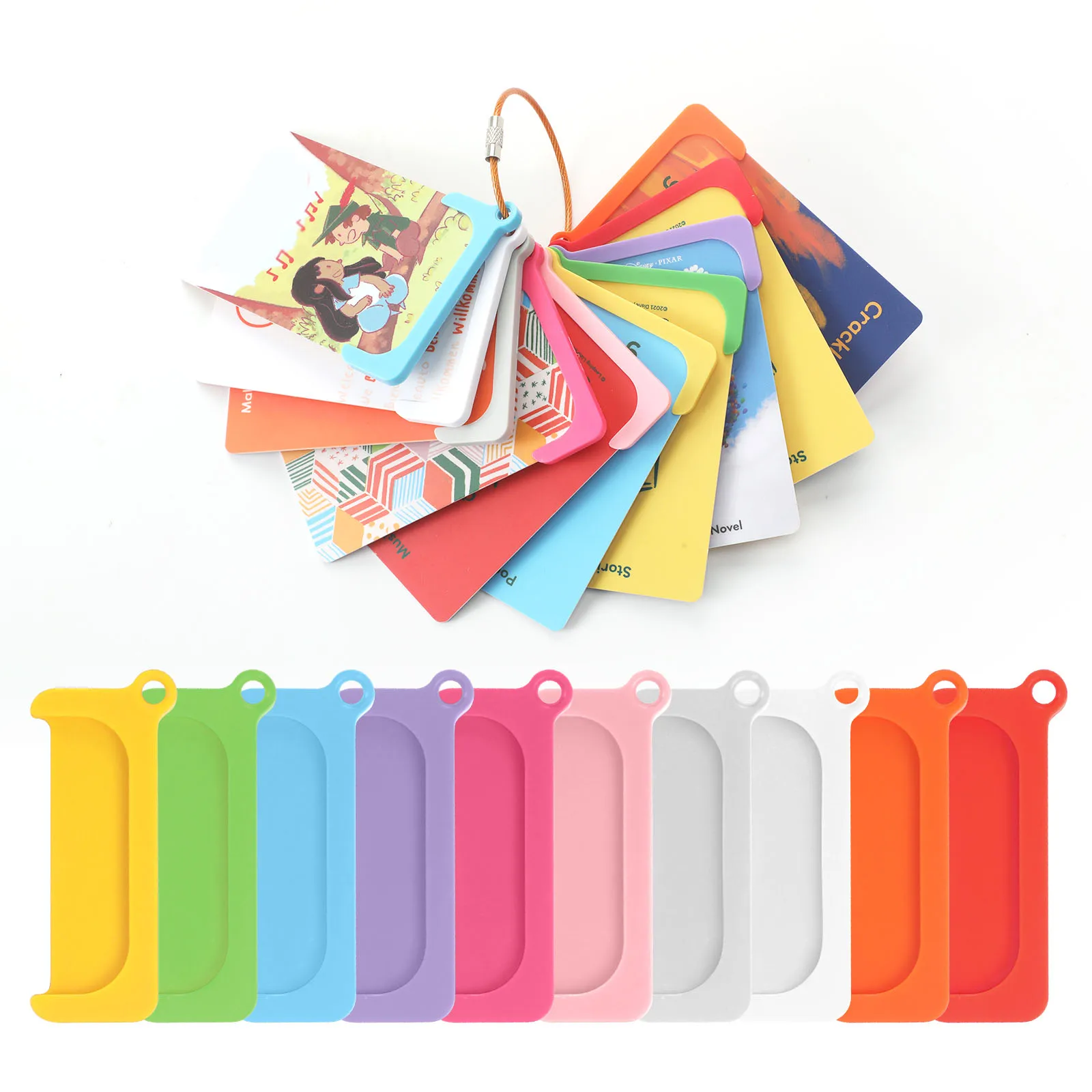 10 Pcs Reusable Plastic Card Holders for Cards with 1 Ring Loops Portable Card Holder for Mini Player Audio Cards