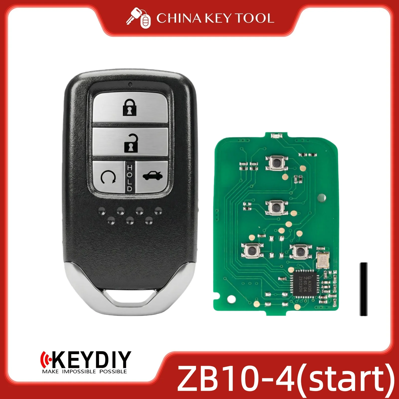 

Универсальный смарт-ключ KEYDIY KD ZB10-4 с 4 кнопками (старт) для систем бесключевого доступа и запуска двигателя Honda