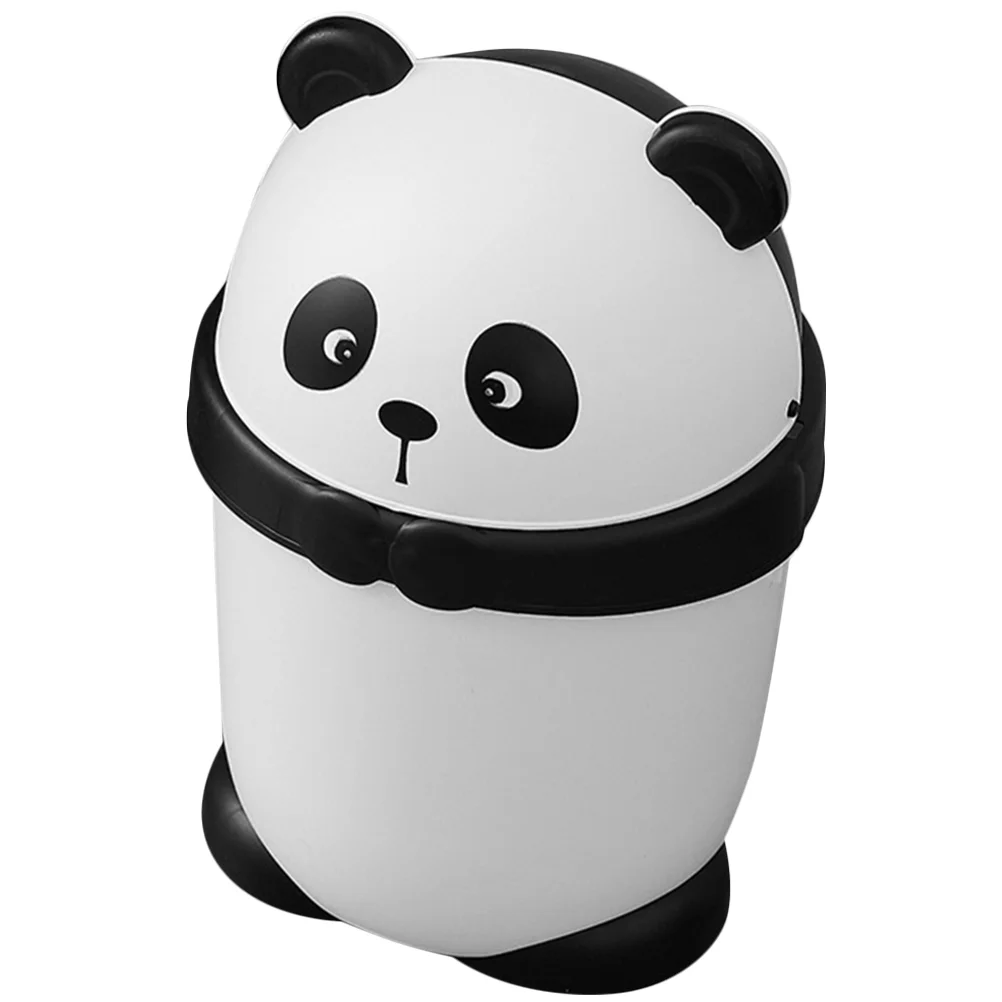 Trash Can Kitchen Panda with Lid Trashcans For Kitchens Garbage Pp Waste Basket Office Junk Case