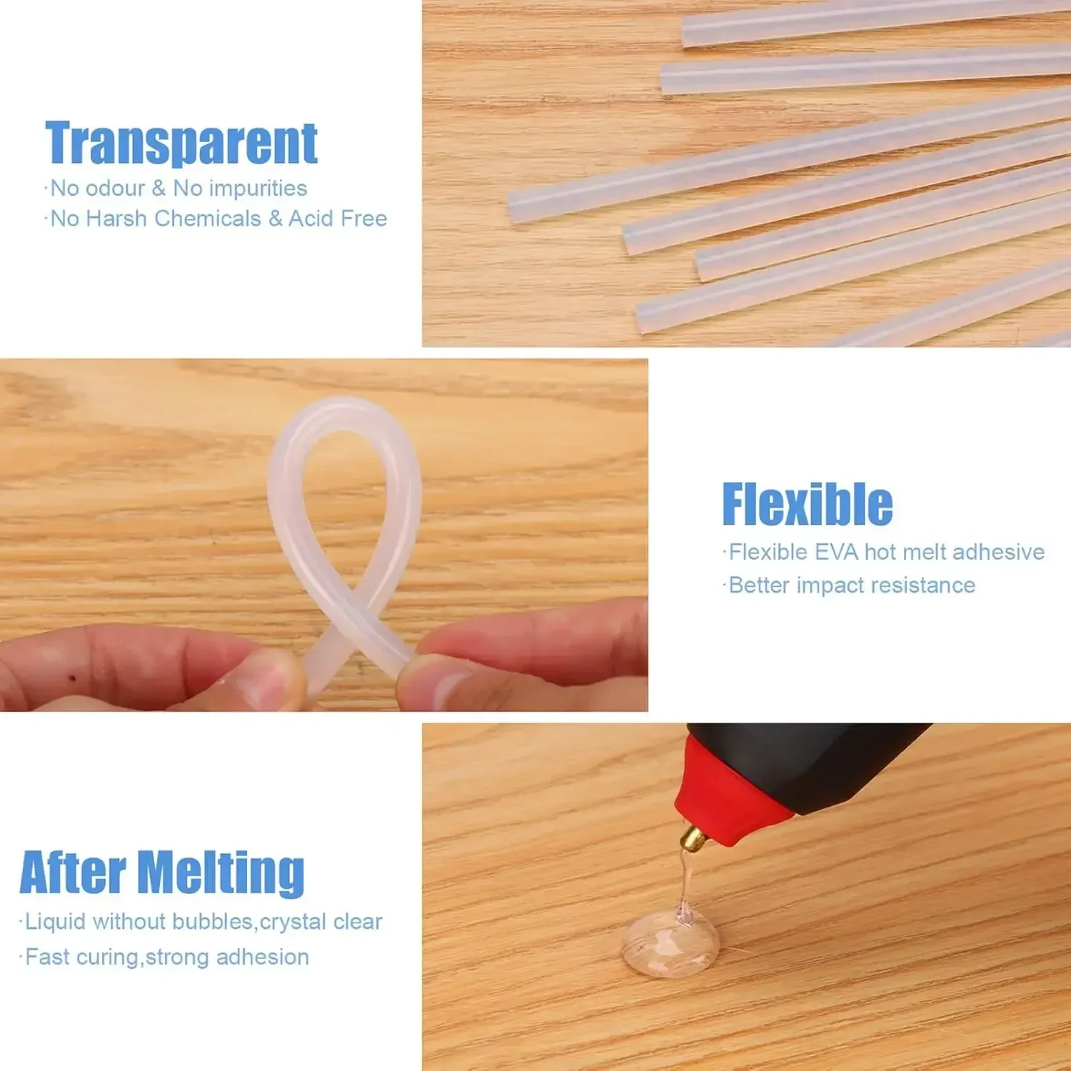Transparenter Heißklebestift 7mm / 11mm Stark Haftend für Heimwerker DIY-Werkzeuge Elektrische Klebepistole Bastelalbum Reparatur-Sets Großhandel – Detail 10