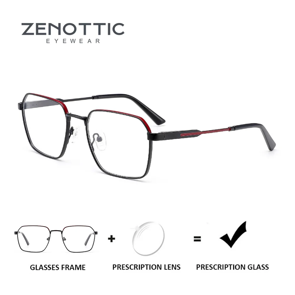 ZENOTTIC Fashion Metal Polygon Prescription Glasses For Unisex Modish Anti Blue Light Photochromic/Myopia Optical Eyeglasses