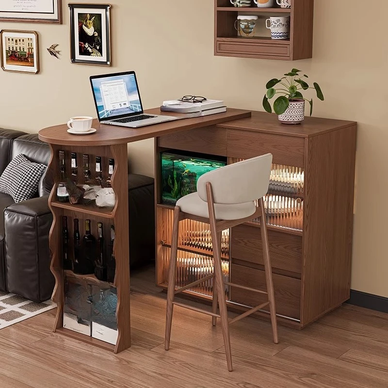 جميع طاولات البار المصنوعة من الخشب الصلب، وخزانة جانبية لتناول الطعام، وطاولة طعام قابلة للسحب، وطاولة جزيرة ضيقة، وغرفة معيشة منزلية