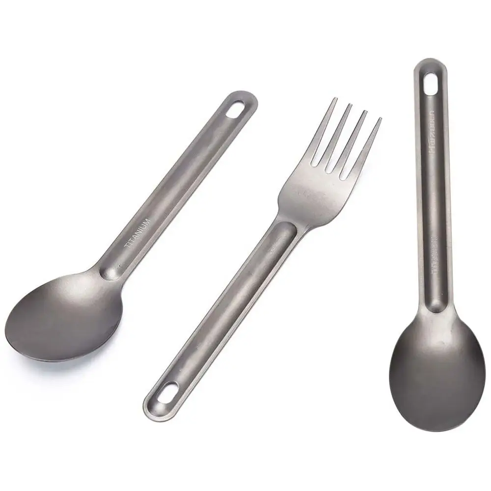 Environmental Portable New Pure Cutlery Fork Titanium Cookware Outdoor Picnic Accessories Long Handle Spoon