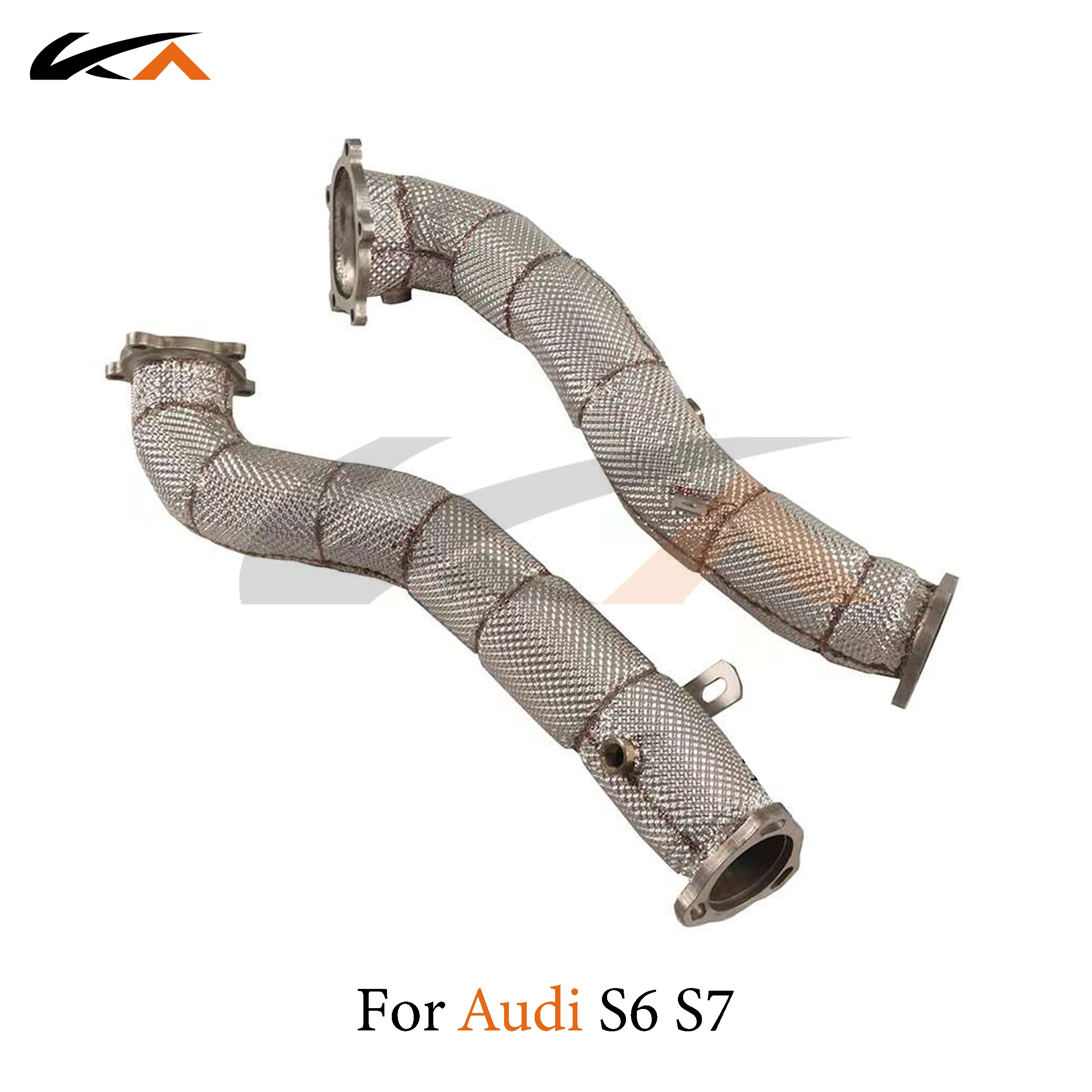 KA Tuning exhaust system parts header stainless downpipe for Audi S6 S7 C7 C7.5 axle pipe performance catalysis heat shield