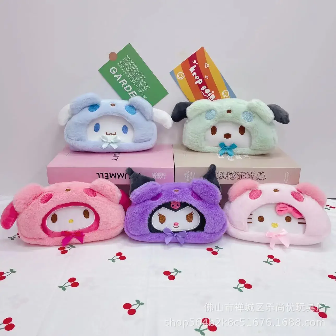 Cartoon Cat Sanrio Mymelody Kuromi Cinnamoroll Pencil Case Back To School for Girls Pen Pouch Kawaii Plush Cosmetic Bag