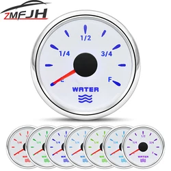 52mm Waterproof Car Boat Water Level Gauge 7 Color Backlight 0~190ohm Water Tank Gauge Water Level Meter For Liquid Level Sensor