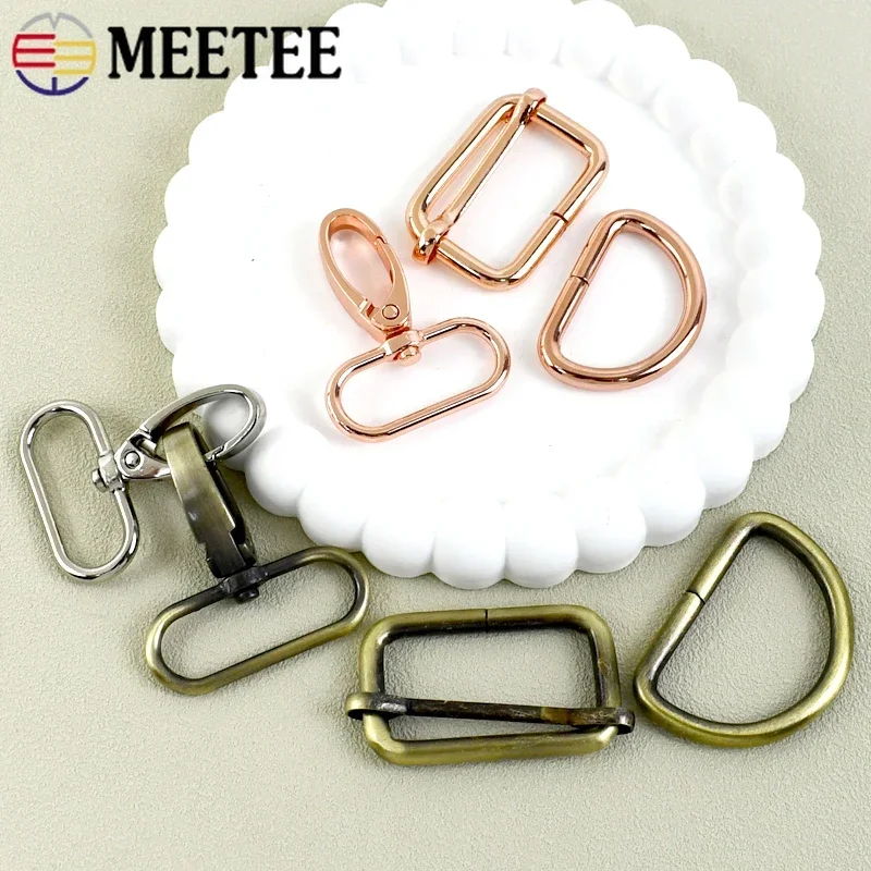 2/3Sets 16-38mm Swivel Lobster Clasp Metal D Ring Buckle for Strap Tri-Slider Hooks Bag Carabiner Hanger DIY Sewing Accessories