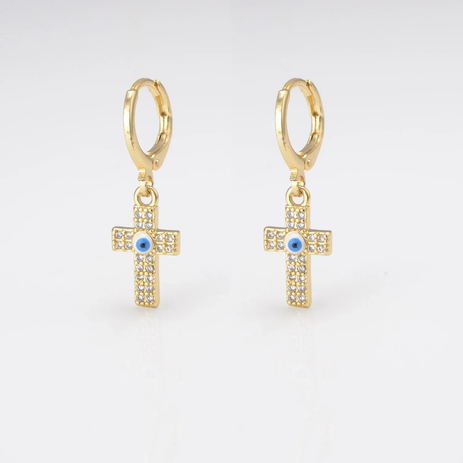 Religious Cross Hanging Earrings Classic Pray Cross Vintage Zircon Pendant Earring for Women Man Punk Jewelry Party Gifts