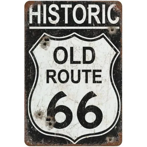 Historic US Route 66 Metal Tin Sign Nostalgic Americana Wall Decor Metal Poster