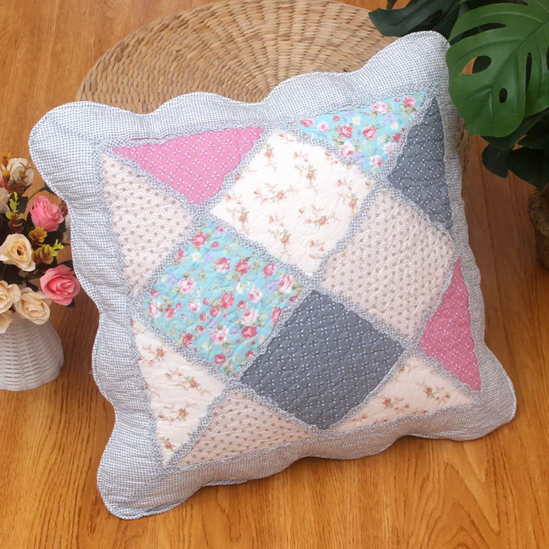 

New Home decor Chinese rural Flowers pattern 100% Cotton Cushion Cover Solid Color Waist Pillow Case Sofa Chair Pillow Cover