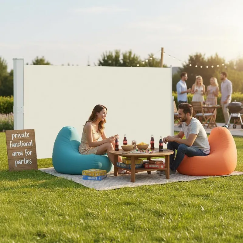 Auvent latéral rétractable pour patio 170x300 cm Crème Idéal pour les jardins, les terrasses et les cours, offrant une protection