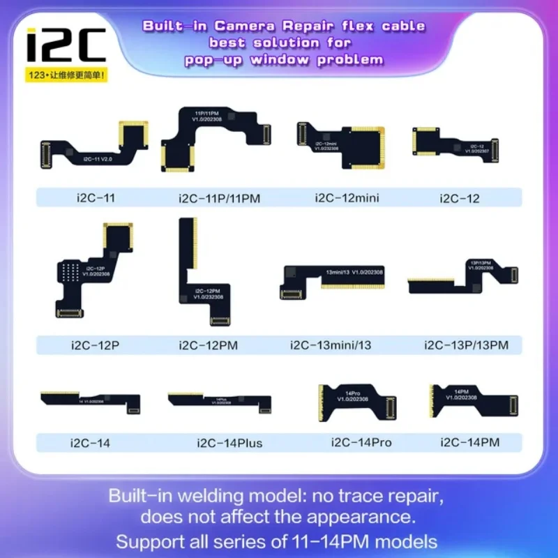 I2C Rear Camera Repair Flex Soldering Type For iPhone 11 12 13 14 Pro Max Back Camera Change Pop-up Window Repair Kit