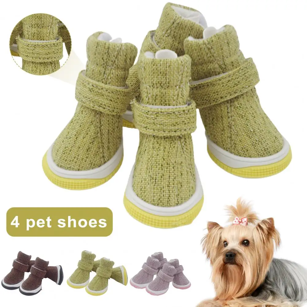 4Pcs Pet Shoes Anti-slip Breathable Pet Dogs Sneakers for Small Dogs