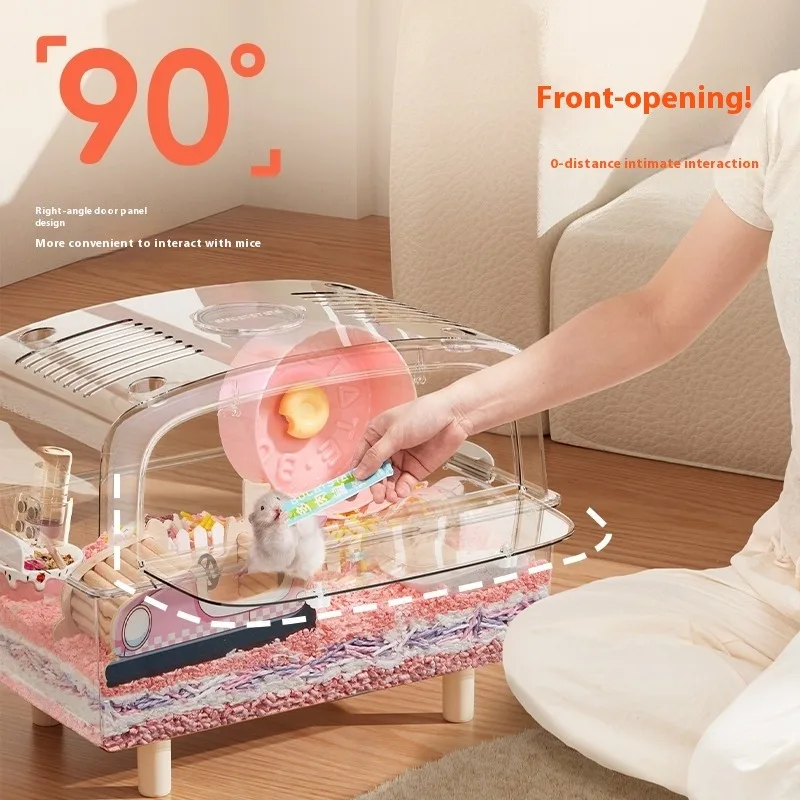 

50 см прозрачная клетка для хомяка, роскошная вилла, набор для ванной комнаты для золотых хомяков и маленьких домашних животных