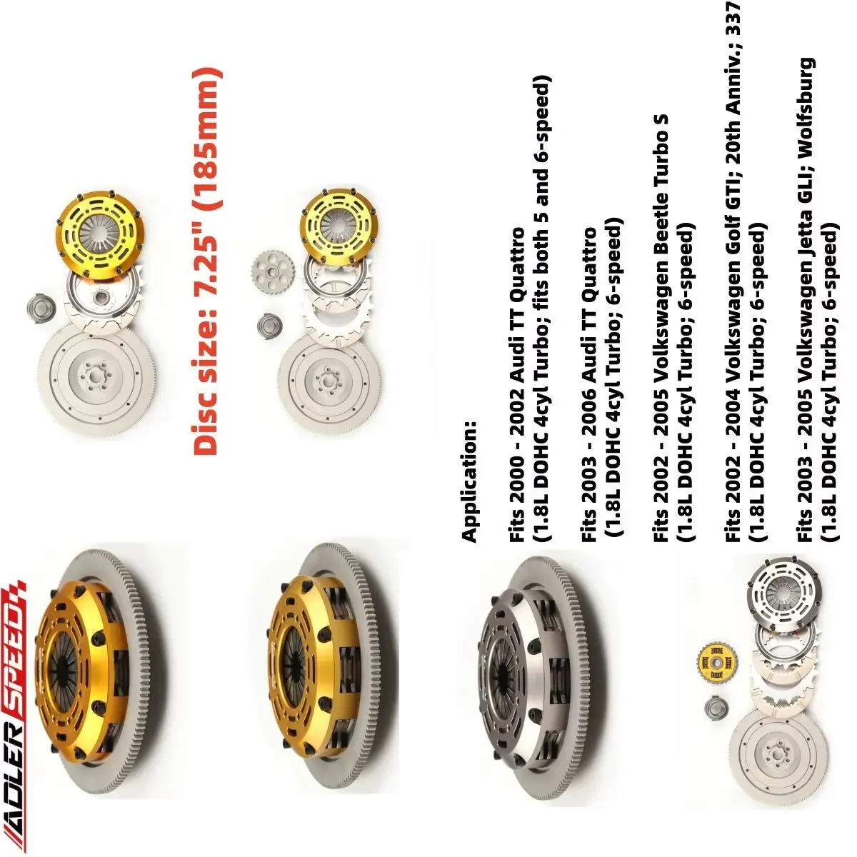 

For Audi TT For VW Beetle /Jetta/Golf GTI/20th Anniv 1.8T 6-speed ADLERSPEED Racing/Street Clutch Single/Twin/Triple Disc Kit