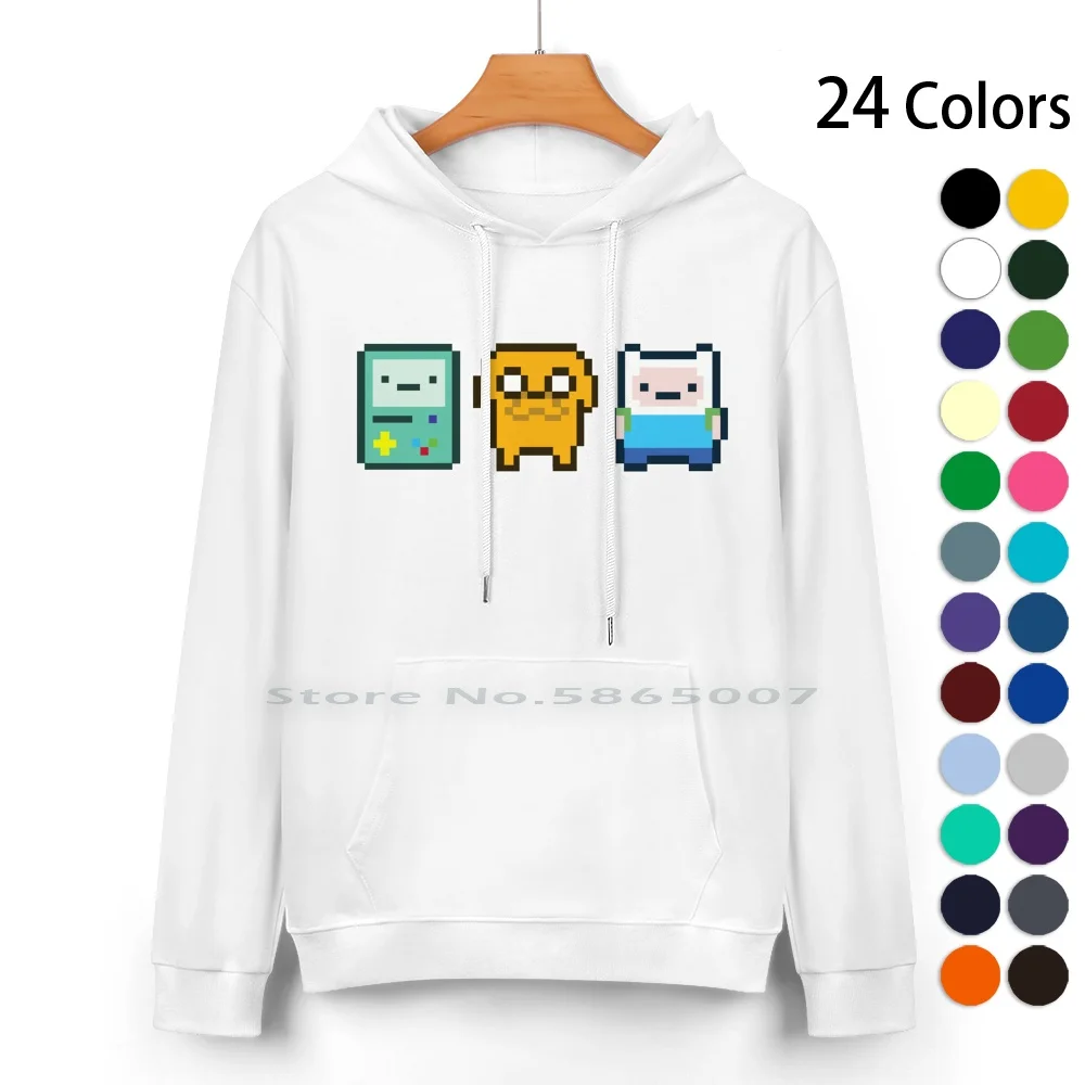 - Pixel Art Pure Cotton Hoodie Sweater 24 Colors Pixel Art 8 Bit Beemo Bmo Cartoon Finn Princess Bubblegum The Vampire Queen