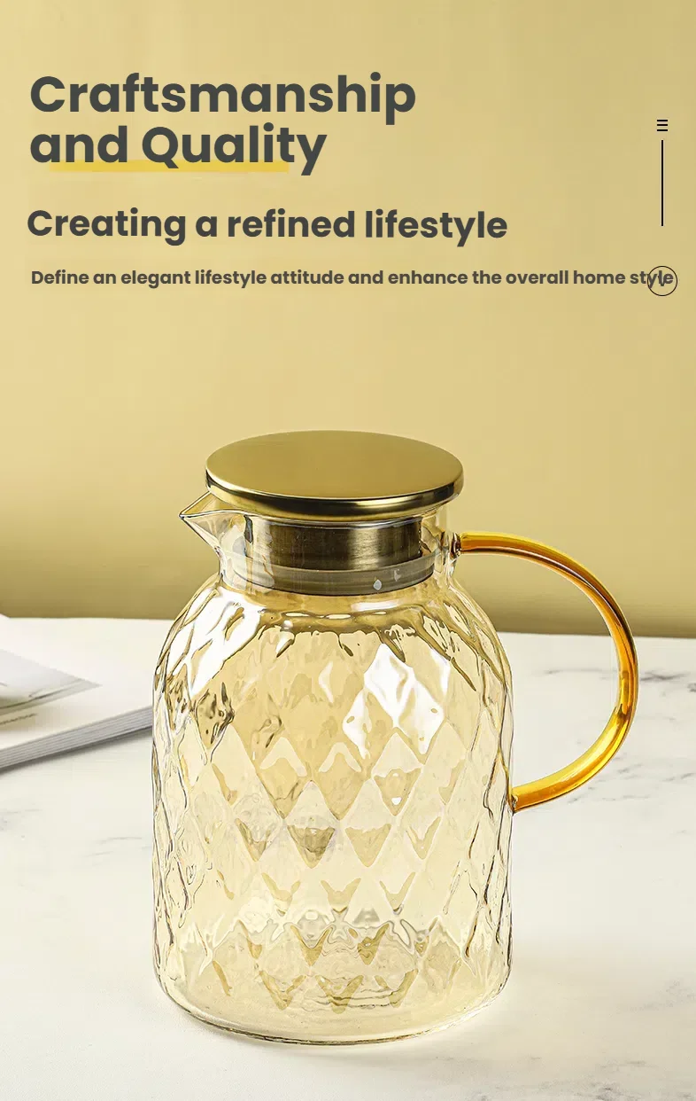 

Diamond Pattern Glass Kettle High Borosilicate Heat Resistant Stovetop Safe Multi Use for Tea Coffee Fruit Tea Home Office