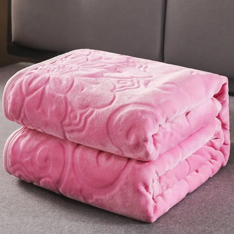 Winter Warm Couch Bed Throw Blanket Solid Soft Warm Velvet Blanket Autumn Home Decor Flower Bedding Bedspread Blanket