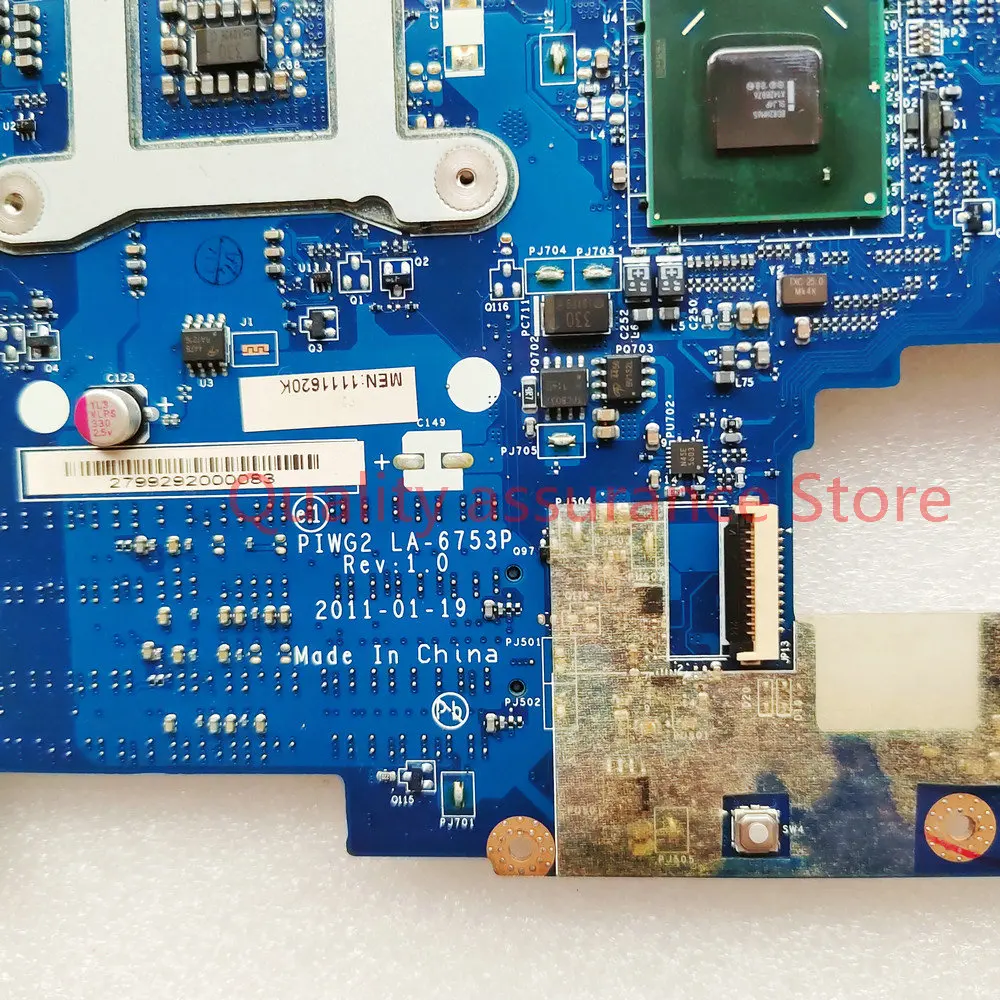 

LA-6753P для Lenovo Ideapad G570 NoteEBOOK G570, материнская плата для ноутбука PIWG2 LA-6753P HM65 PGA989 DDR3