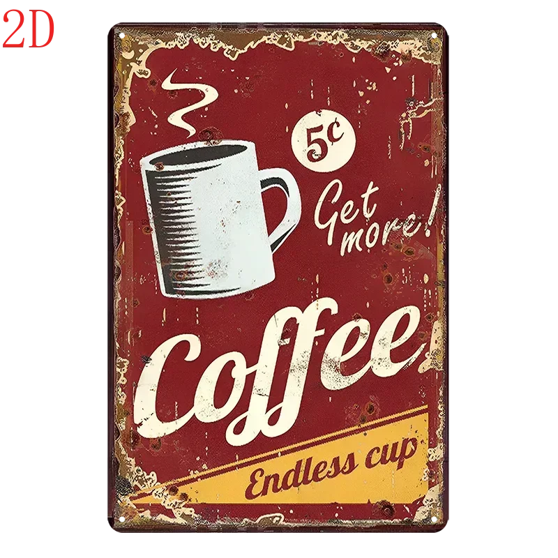 Coffee Lover Vintage 2D Metal Sign - Retro Bar Cafe Tin Wall Art Decor Plaque for Kitchen Office