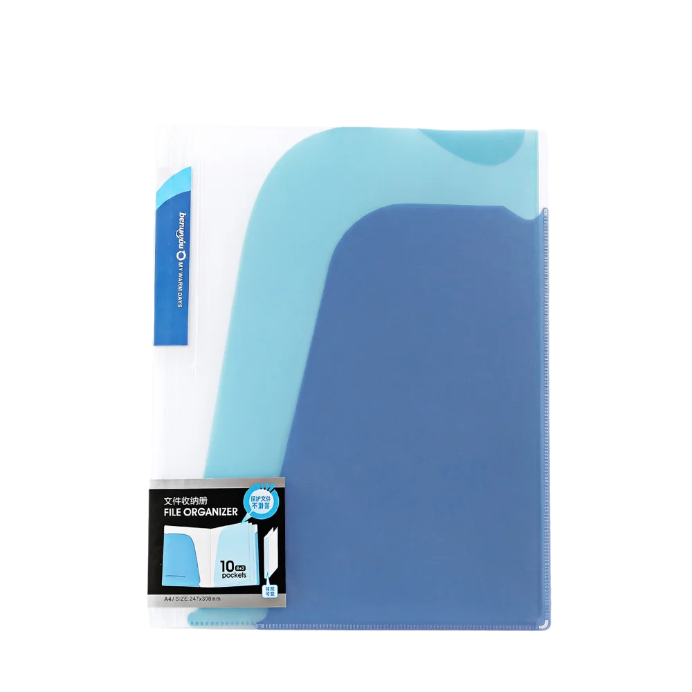 Dual-color Multi-functional Storage Folder Waterproof Angled-cut A4 Document Organizer Durable Portable Student File Folder Exam