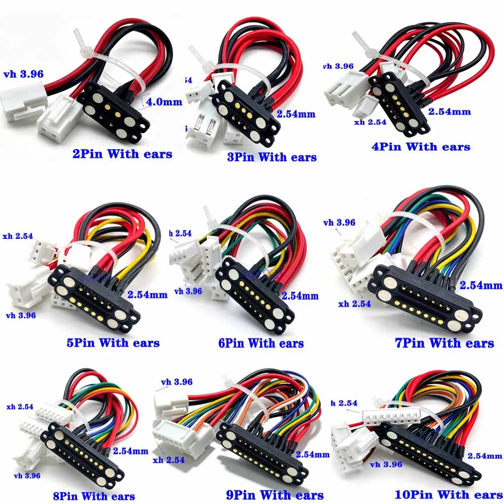 1Pair 5A DC Magnetic PogoPin Connector Extension Lead Cable Male Female 5Pole VH 2.96 XH 2.54 Power Socket Terminal