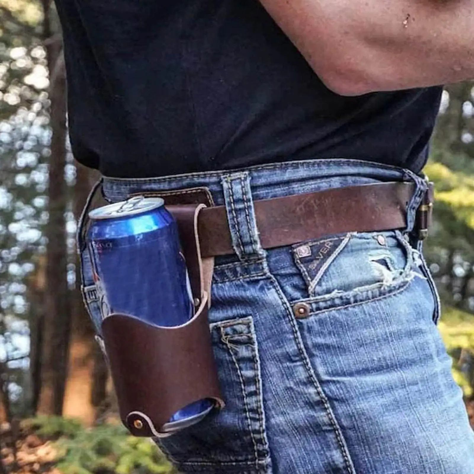 PU Leather Beer Bottle Waist Case Waist Hanging Style Portable Outdoor Drink Bottle Case Leather Cup Belt Bag Beer Belt Bag