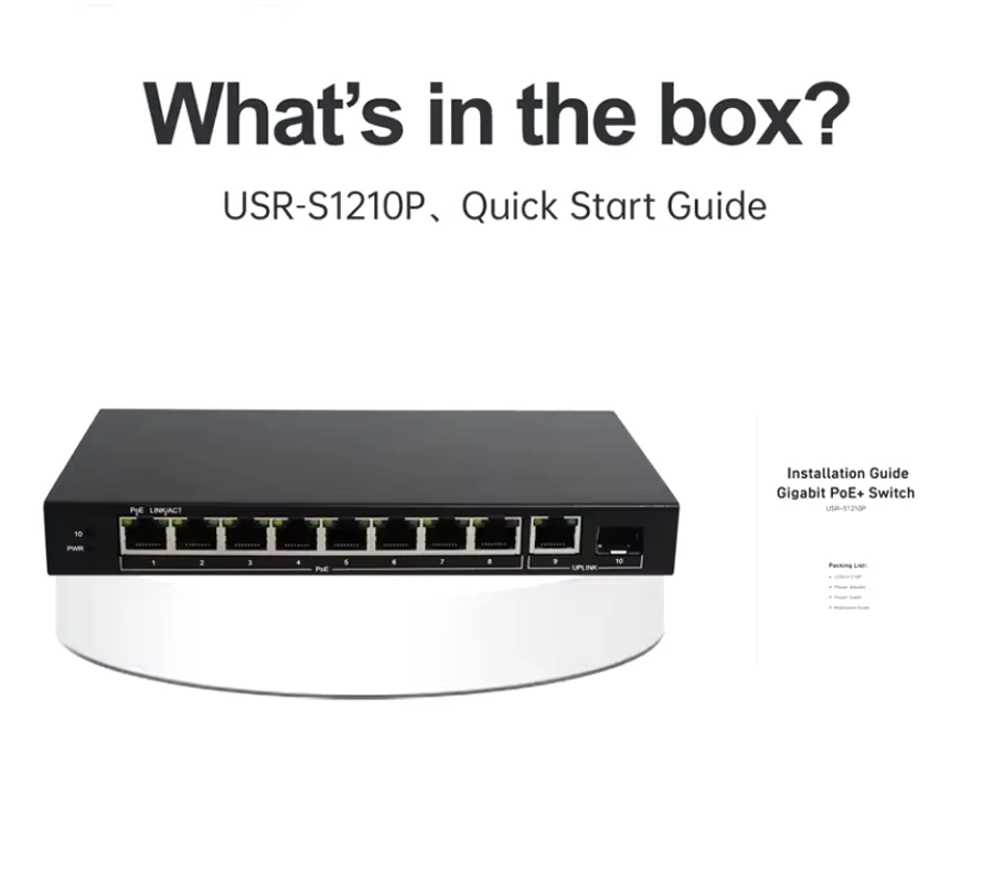 Switch PoE Gigabit a 10 porte con 8PoE+ Gigabit Ethernet e 1 porta SFP Supporta Auto MDI/MDIX S1210P