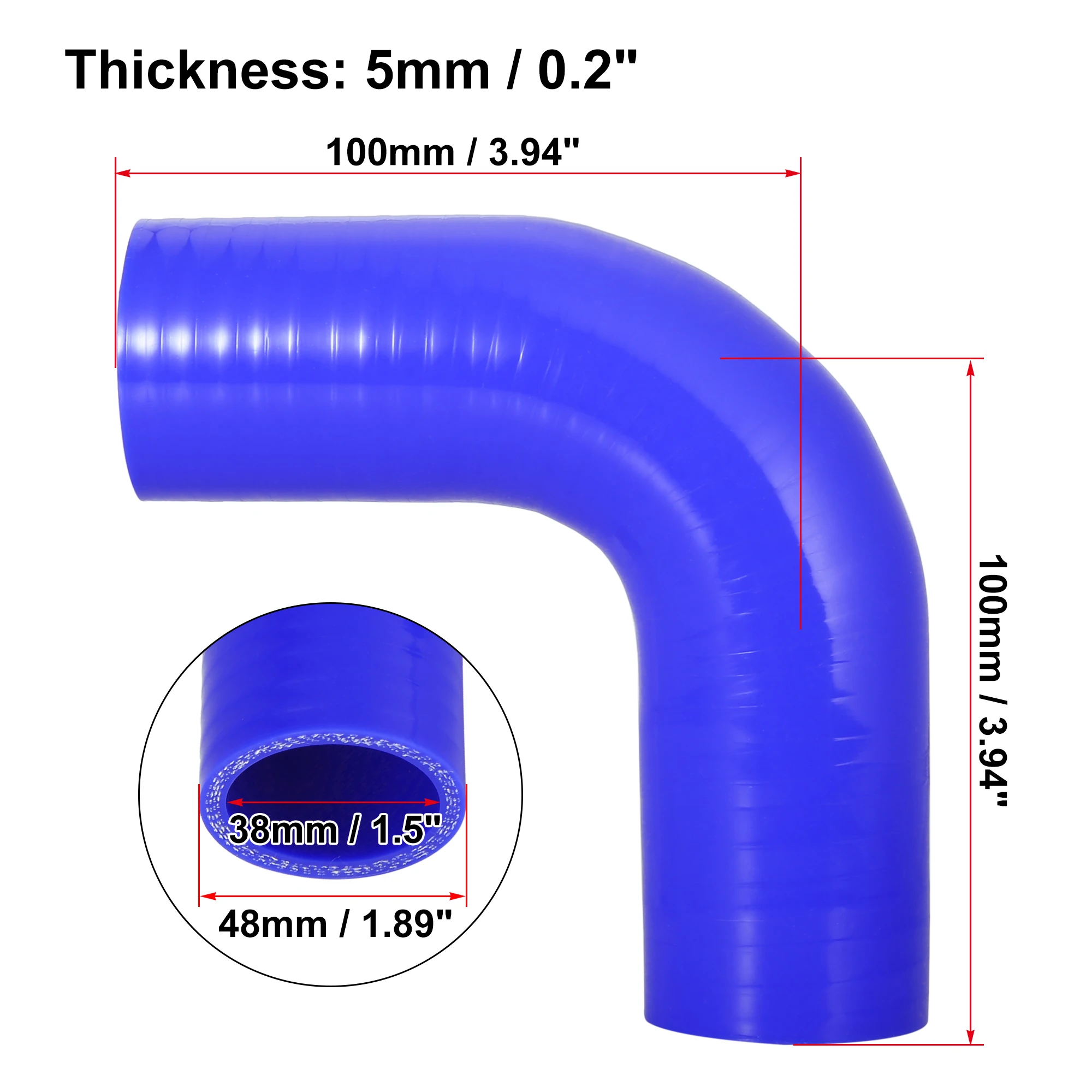 UXCELL 90 Degree 38MM-102MM Inner Dia. Elbow Hose Silicone Tubing Hose Connector Intercooler Tube for Air Turbo Intake Pipe