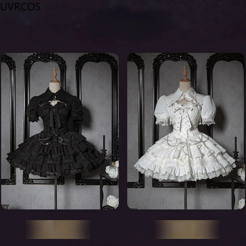 Victorian Gothic Lolita Jsk Dress Wwomen Vintage Y2k Bandage Princess Dresses Japan Girls Aesthetic Punk Style Mini Party Dress