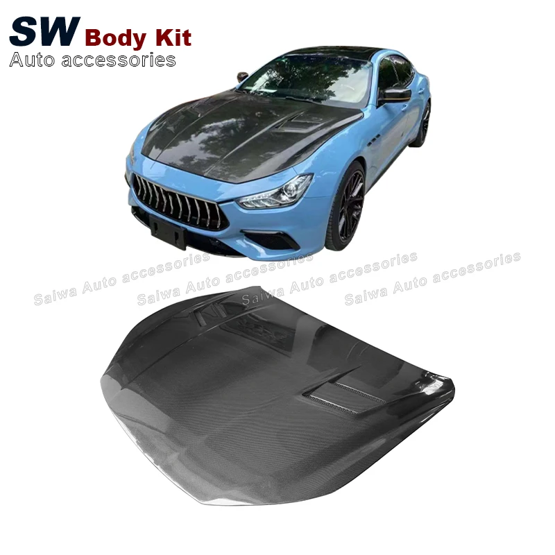 Ghibli Double sided Carbon Fiber AC Style Hood For Maserati Ghibli Upgrade Engine Valve Cover