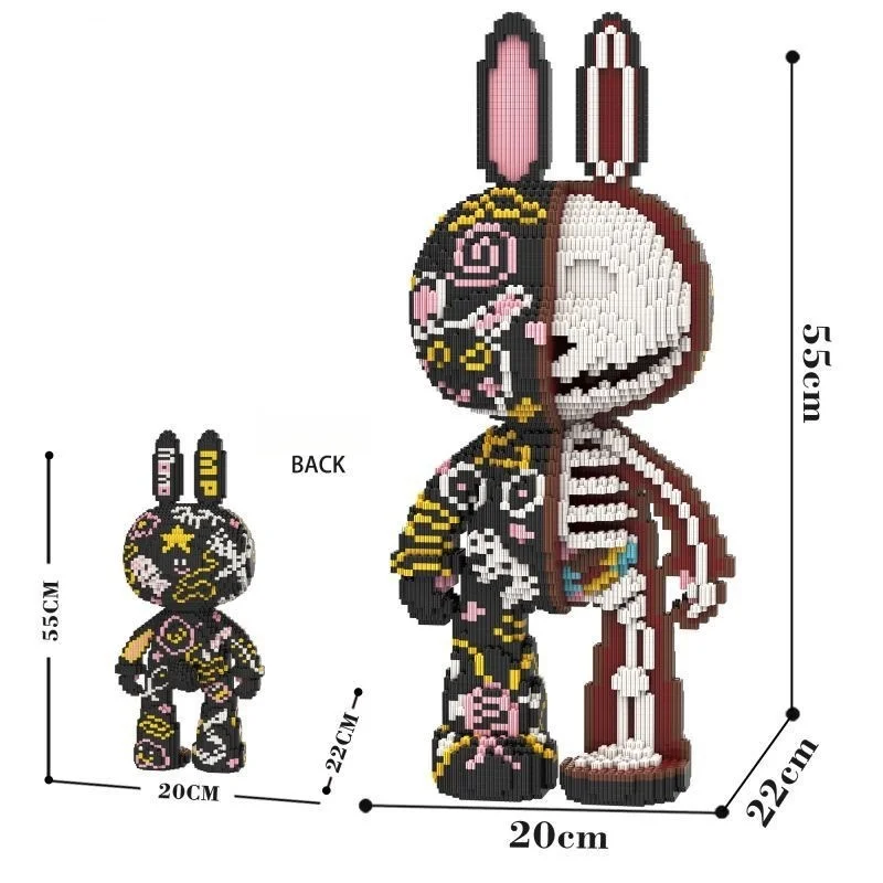 New 8000pcs Diamond Particles Assembling Rabbits,Puzzle Building Blocks Toys Boys and Girls Birthday Gift Lhome Ornament 55cm