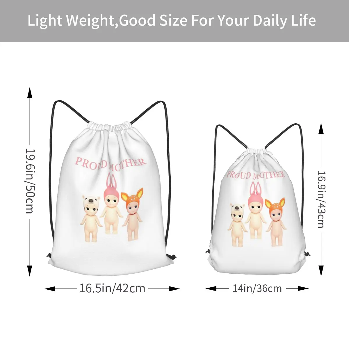 Sonny Angel Proud Mother Backpacks Multi-function Drawstring Bags Sports Bag Book Bags for Man Woman Students
