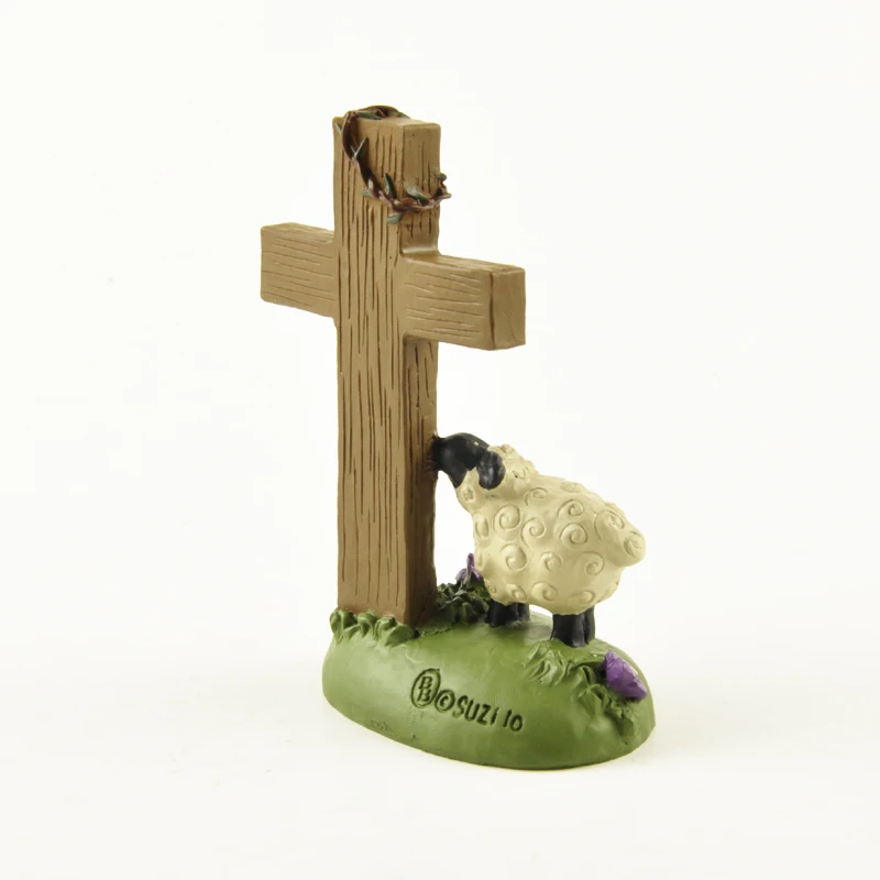 He is risen Cute Sheep American Rural Home Decorations Gifts Resin Craft My LORD and Savior Home Decor Office Desk Decoration